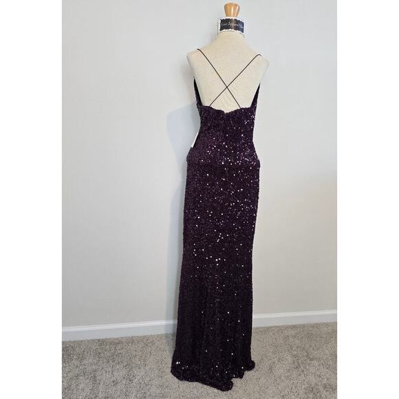 Plum Esperanza Formal Sleeveless A-line Front Slit Sequin Long Dress Sz XS (759) - Picture 7 of 14